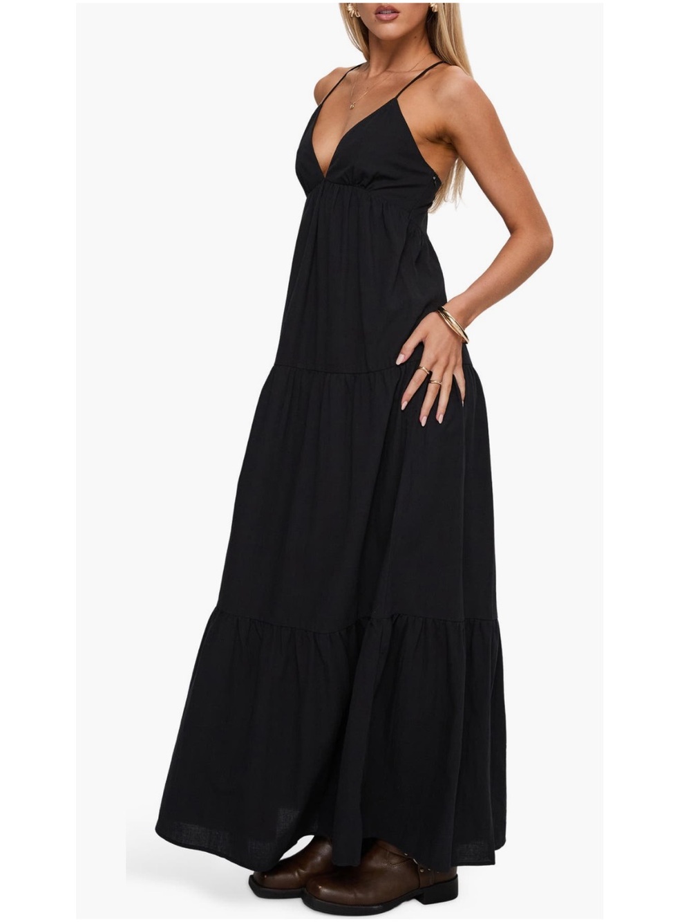 Princess Polly Chelsea Tiered Lace-Up Back Maxi Dress New! - Picture 3 of 10